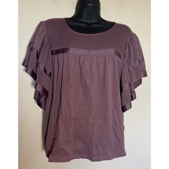 Express Mauve Flutter Sleeve Blouse Comfortable Size Medium - Picture 1 of 6